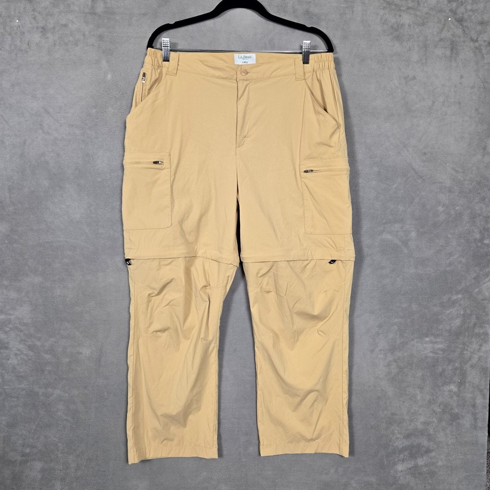 L.L. Bean Pants Mens Large (33x28) Khaki Cresta Hiking Cargo Convertible Zip Off